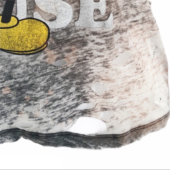 Mickey Mouse Bleach Splatter Crop Top SZ L - Picture 7 of 8